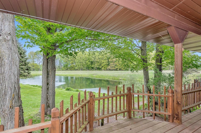 16436 45th Ave, Barryton, MI 49305 - deck featuring a water view and a lawn