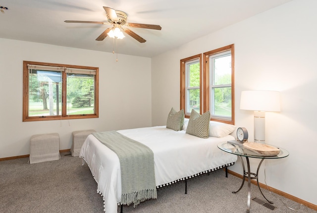 16436 45th Ave, Barryton, MI 49305 - carpeted bedroom with baseboards and ceiling fan
