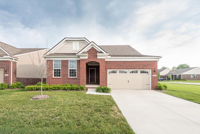 50305 Thatcher St, Canton, MI 48188 - traditional home with brick siding, a garage, a front yard, and driveway