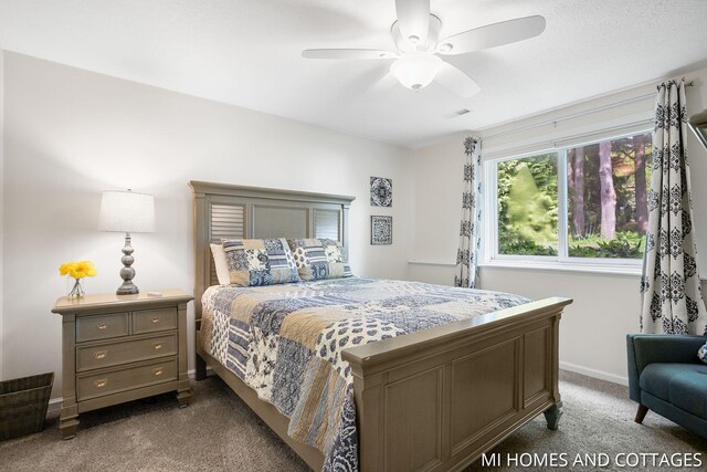 3760 Lakeshore Dr, Holland, MI 49424 - bedroom featuring carpet, baseboards, and a ceiling fan