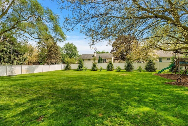 view of yard featuring a playground