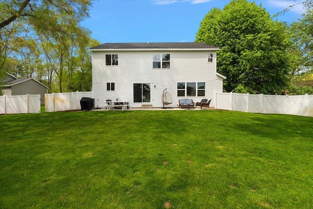 rear view of house with a patio and entry steps