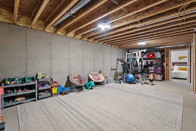 view of unfinished basement