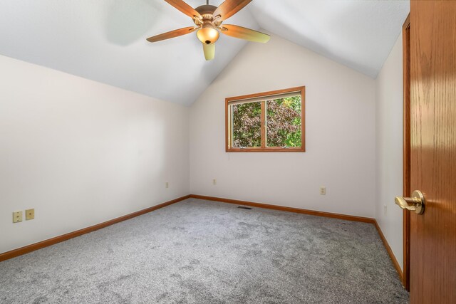 586 Schaeffer Dr, Coldwater, MI 49036 - bonus room featuring carpet, lofted ceiling, ceiling fan, and baseboards