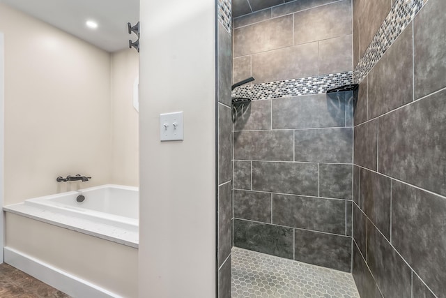 586 Schaeffer Dr, Coldwater, MI 49036 - bathroom with a tile shower and a bath