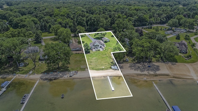 1256 Barron Lake Rd, Niles, MI 49120 - aerial view of property and surrounding area with a heavily wooded area and property boundaries highlighted