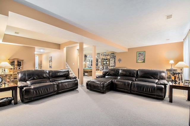 1256 Barron Lake Rd, Niles, MI 49120 - living area featuring carpet and stairs