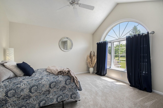 1256 Barron Lake Rd, Niles, MI 49120 - carpeted bedroom featuring vaulted ceiling and ceiling fan