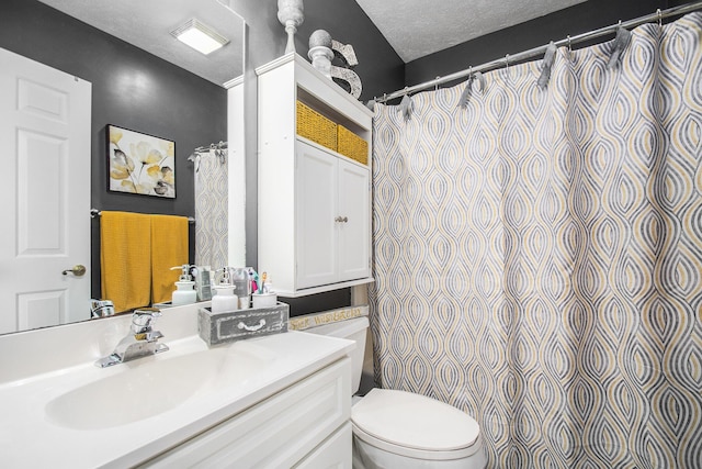 1256 Barron Lake Rd, Niles, MI 49120 - bathroom featuring vanity, a textured ceiling, and curtained shower