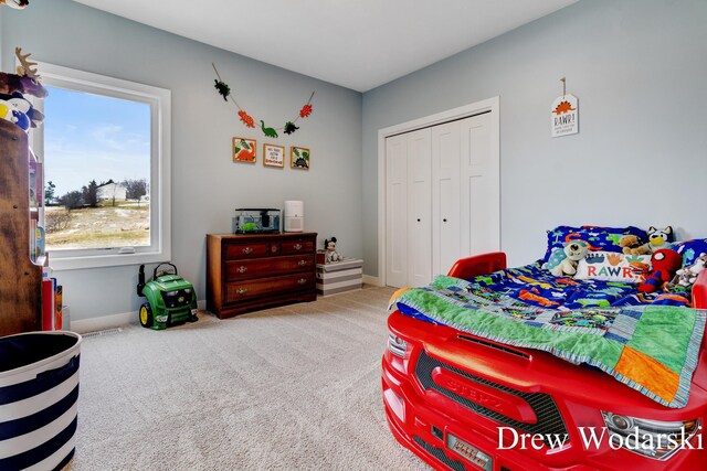 4688 20 Mile Rd, Kent City, MI 49330 - bedroom with carpet flooring, a closet, and baseboards