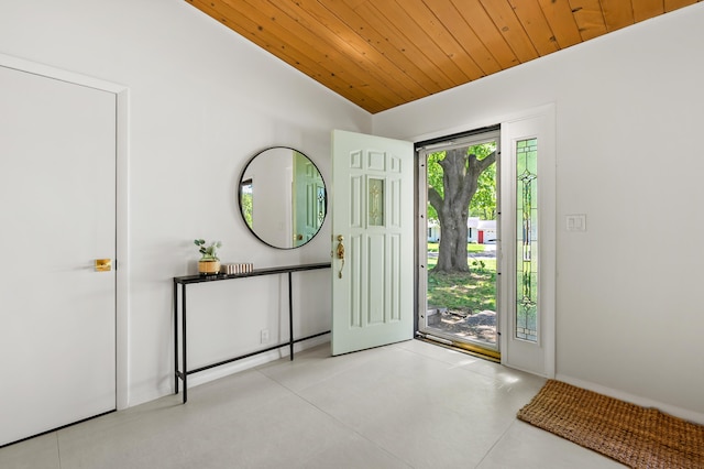 520 N W St, Coloma, MI 49038 - foyer with wooden ceiling, finished concrete floors, and vaulted ceiling