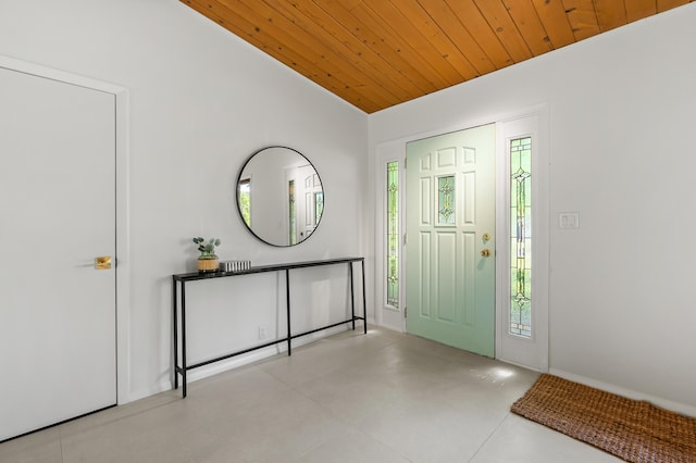 520 N W St, Coloma, MI 49038 - foyer with wood ceiling, concrete flooring, and vaulted ceiling
