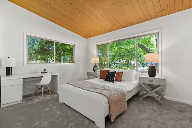 520 N W St, Coloma, MI 49038 - bedroom featuring vaulted ceiling, wood ceiling, a desk, and carpet