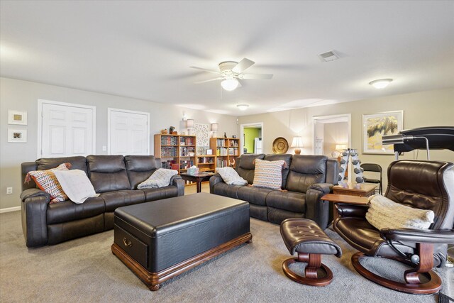 1259 Rose Dr, Niles, MI 49120 - carpeted living room with ceiling fan