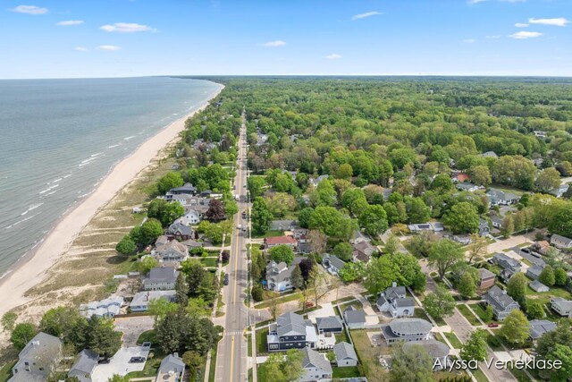 404 N Shore Dr, South Haven, MI 49090 - aerial overview of property's location featuring nearby suburban area and expansive beach