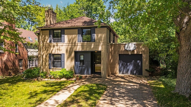 1711 Morton Ave, Ann Arbor, MI 48104 - colonial inspired home featuring driveway, brick siding, an attached garage, a chimney, and a front yard