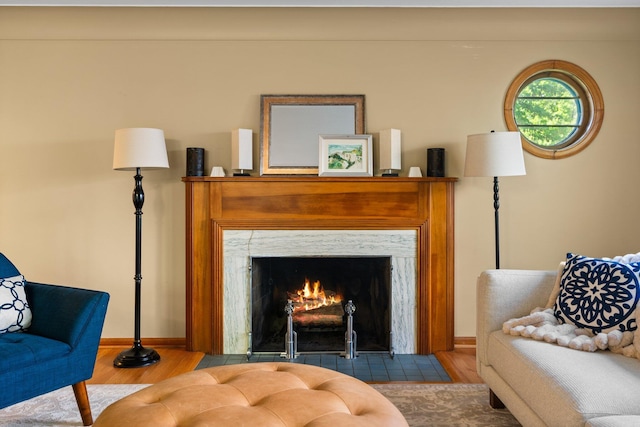 1711 Morton Ave, Ann Arbor, MI 48104 - living area with wood finished floors and a premium fireplace