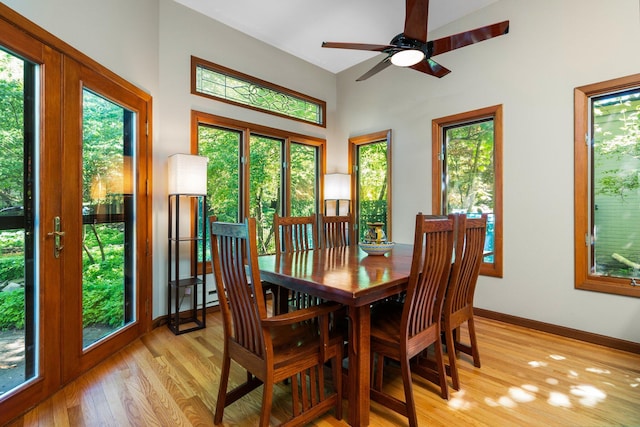 1711 Morton Ave, Ann Arbor, MI 48104 - dining space with light wood-style floors, plenty of natural light, and ceiling fan