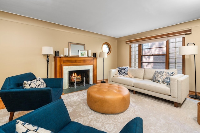 1711 Morton Ave, Ann Arbor, MI 48104 - living area with a fireplace with flush hearth and wood finished floors