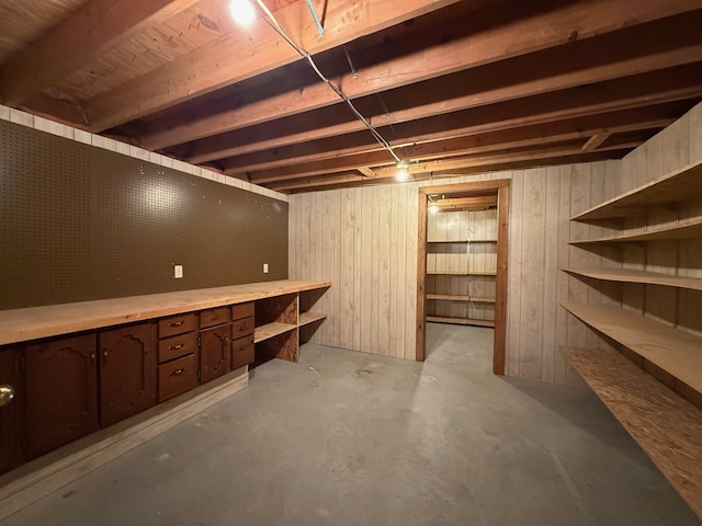 6035 W Trails End Rd, Ludington, MI 49431 - unfinished below grade area featuring wooden walls