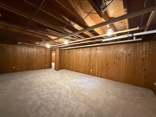 6035 W Trails End Rd, Ludington, MI 49431 - finished basement with carpet floors and wood walls