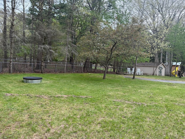 6035 W Trails End Rd, Ludington, MI 49431 - view of yard featuring a storage shed and an outbuilding