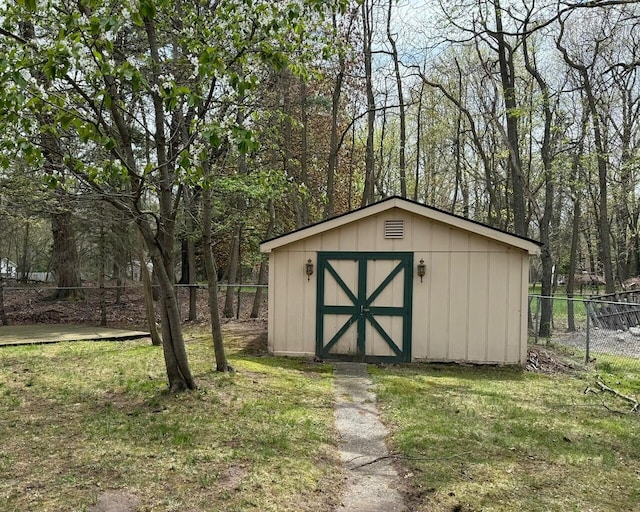 6035 W Trails End Rd, Ludington, MI 49431 - view of shed with a forest view
