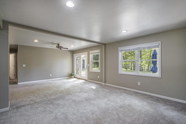15842 Portage Rd, Vicksburg, MI 49097 - carpeted spare room featuring baseboards, recessed lighting, and a ceiling fan