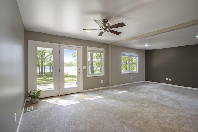 15842 Portage Rd, Vicksburg, MI 49097 - empty room with carpet flooring, a ceiling fan, baseboards, and recessed lighting