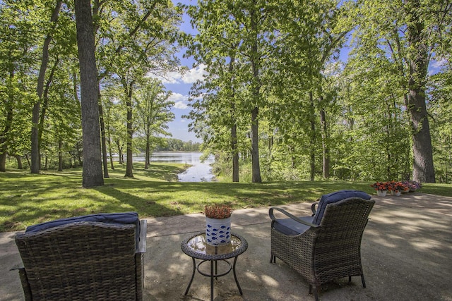 15842 Portage Rd, Vicksburg, MI 49097 - view of patio featuring a water view