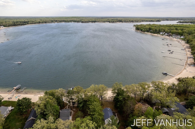 6789 W 76th St, Baldwin, MI 49304 - aerial overview of property's location with a nearby body of water