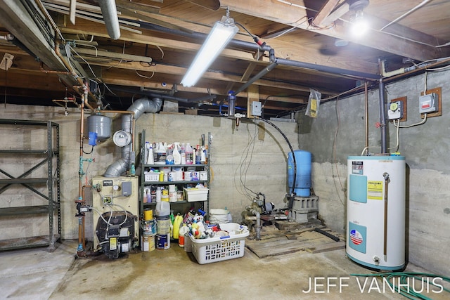6789 W 76th St, Baldwin, MI 49304 - unfinished below grade area with water heater and a heating unit