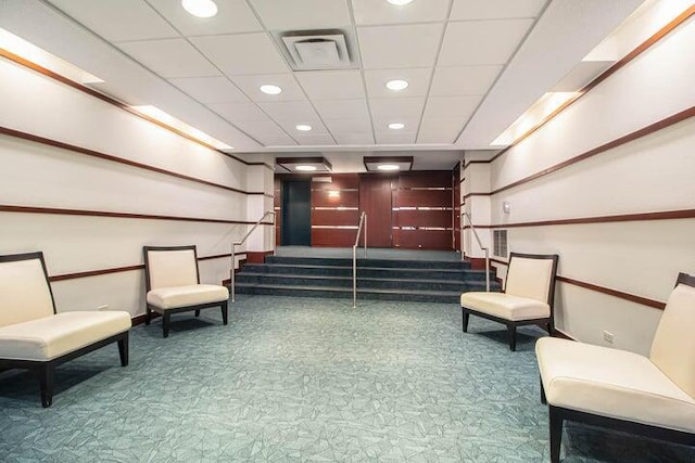 1050 Wall St Unit 2C, Ann Arbor, MI 48105 - building lobby with recessed lighting, stairs, and a drop ceiling