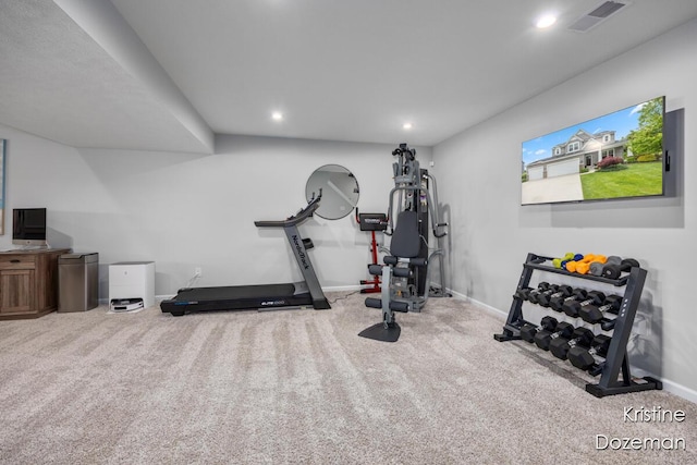 12036 Harvest Home Dr, Lowell, MI 49331 - workout area with carpet, baseboards, and recessed lighting