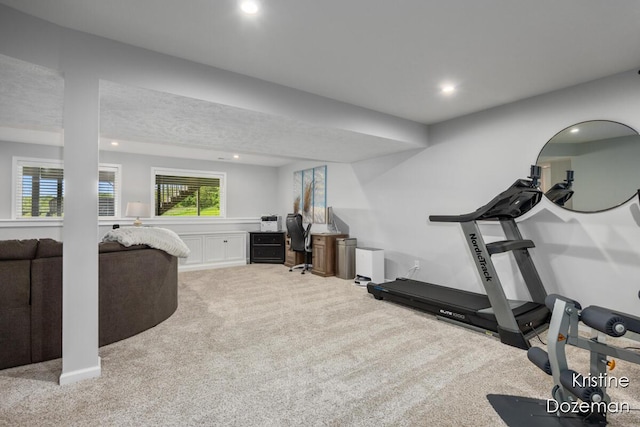 12036 Harvest Home Dr, Lowell, MI 49331 - workout area with carpet flooring and recessed lighting