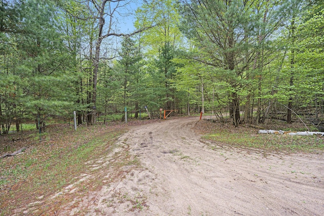 4900 N Railroad Ave, Pentwater, MI 49449 - view of dirt / gravel road with a forest view