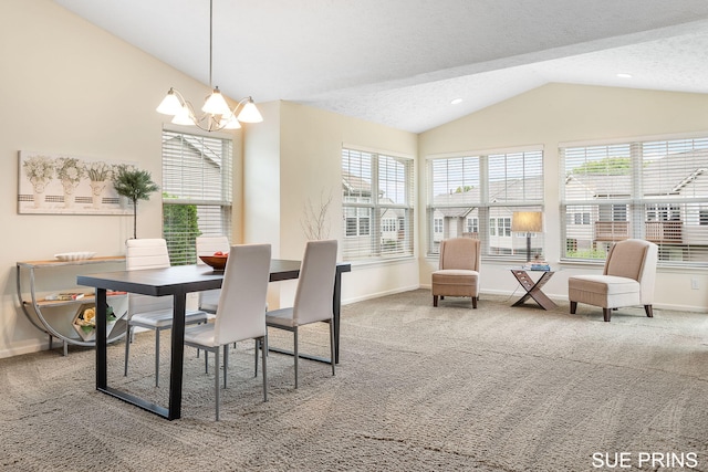 3107 Rain Tree Ct Unit 36, Hudsonville, MI 49426 - dining area featuring lofted ceiling, carpet floors, baseboards, and recessed lighting