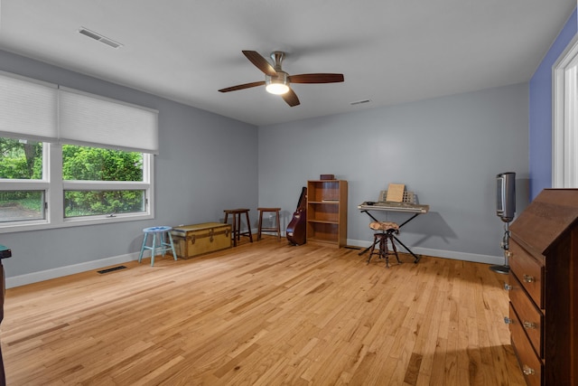 1119 Wesaw Rd, Niles, MI 49120 - misc room featuring light wood-style flooring, ceiling fan, and baseboards