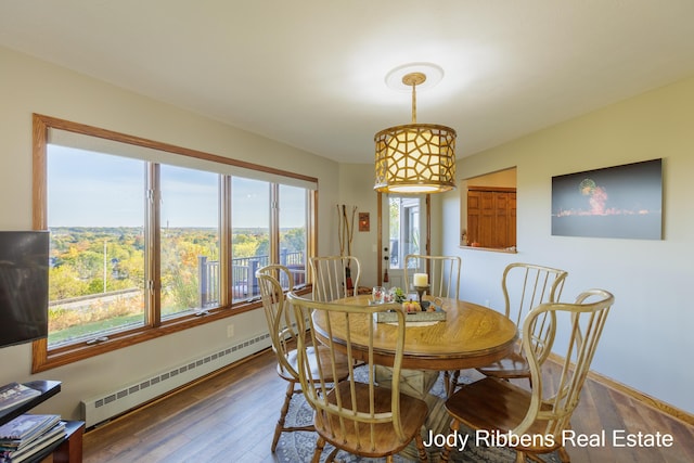226 Sunset Ave NW, Grand Rapids, MI 49504 - dining space featuring wood finished floors, a baseboard radiator, and baseboards