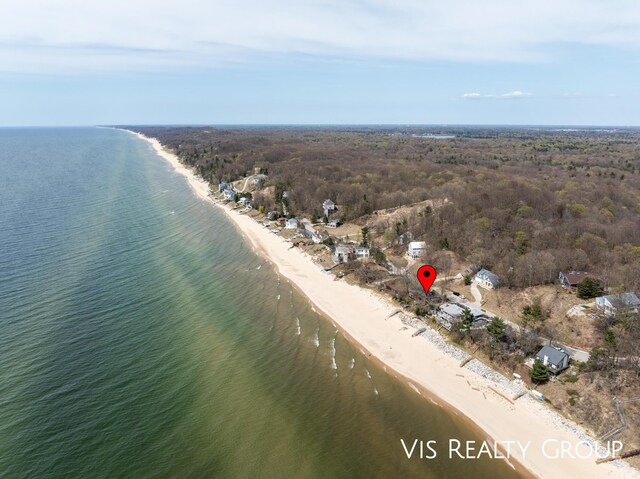 17933 N Shore Estates Rd, Spring Lake, MI 49456 - aerial view of property and surrounding area with expansive beach and a heavily wooded area