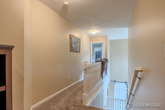 1705 Fritz St, Marne, MI 49435 - hall with an upstairs landing, carpet flooring, and a textured ceiling