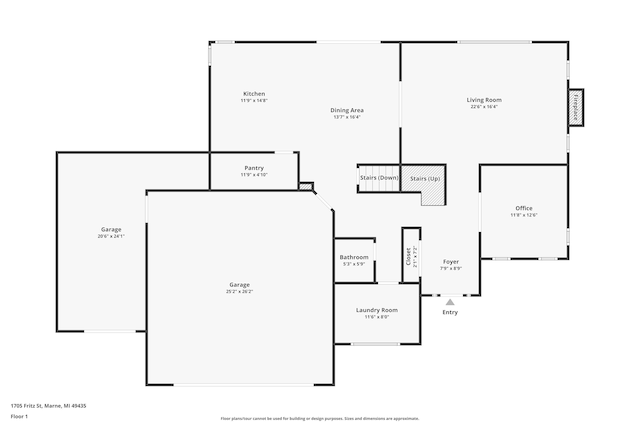 1705 Fritz St, Marne, MI 49435 - view of floor plan / room layout