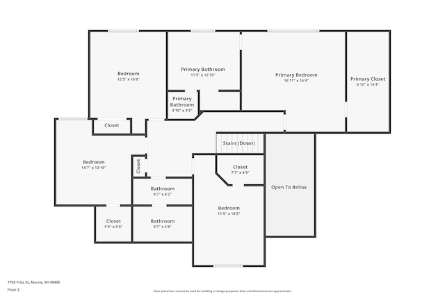1705 Fritz St, Marne, MI 49435 - view of property floor plan