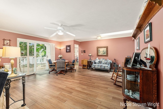4124 Cummings Ct NW, Grand Rapids, MI 49534 - office space with ornamental molding, a ceiling fan, and light wood-style floors