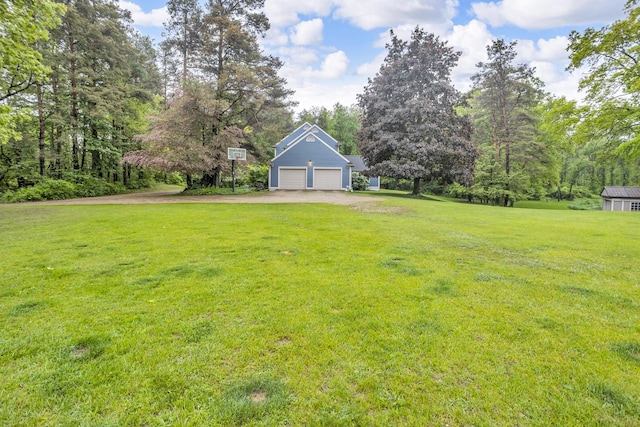5340 Squires Manor Rd, Jackson, MI 49201 - view of green lawn with a detached garage and driveway