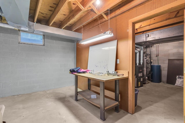 5340 Squires Manor Rd, Jackson, MI 49201 - unfinished basement with heating unit and concrete block wall