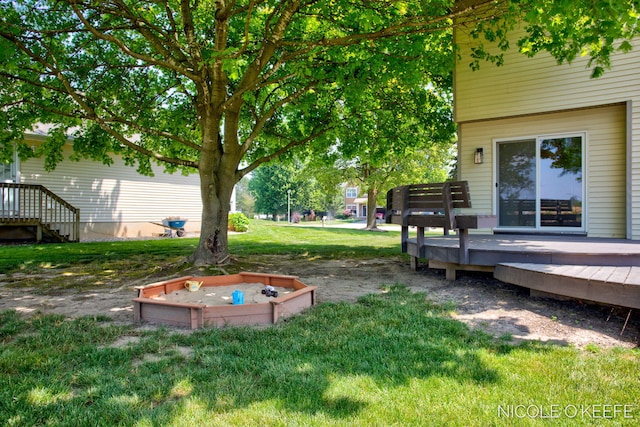 7745 Worthing Ct SW, Byron Center, MI 49315 - view of green lawn with a wooden deck