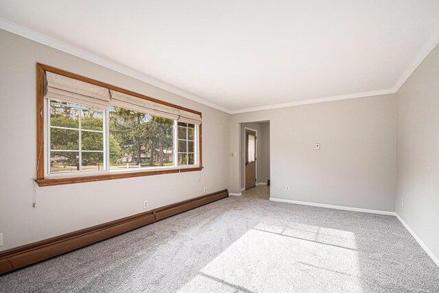 823 W Park Dr, Niles, MI 49120 - carpeted empty room featuring baseboard heating, ornamental molding, and baseboards
