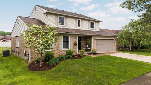 927 Queens Way, Canton, MI 48188 - traditional-style home with driveway, brick siding, and central AC unit