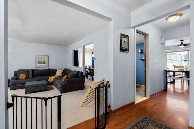 927 Queens Way, Canton, MI 48188 - living area with wood finished floors, ceiling fan, and baseboards